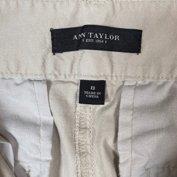 Ann Taylor Womens Pants Tan Cropped Capris Workwear Khakis Stretch 8 - Picture 4 of 12